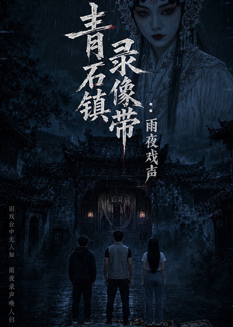 《青石鎮錄像帶:雨夜戲聲》AI漫劇封面
