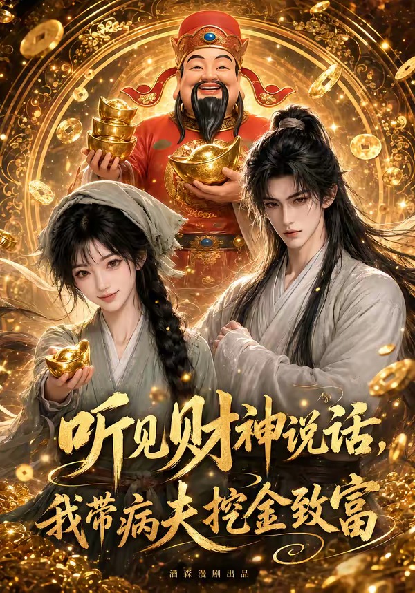 《聽見財神說話,我帶病夫挖金致富》AI漫劇封面